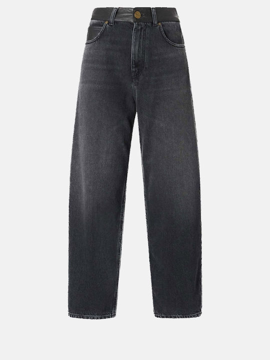 Pinko Damen Lederhose in Balloon Bein Stil Schwarz