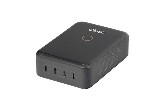 Club3D База за Зареждане GaN с 4 USB-C Изходни Порта 240W Power Delivery в Черен Цвят (CAC-1933)