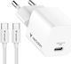 Verbatim Încărcător GaN cu Port USB-C și Cablu USB-C - USB-C 20W Alb (Mini)