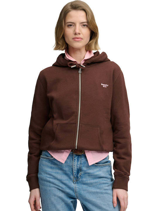 Superdry Дамска жилетка суитшърт Chestnut Brown