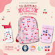 A Little Lovely Company Tritan Plastic Kids Thermos Water Bottle with Straw Non Spill Cherries 450ml
