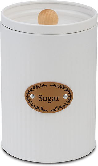 Nava Sugar Coffee Box with Airtight Lid Metallic White 11cm