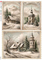 Decoupage Rice Paper Paperd Views-0246 Snowy Landscape Cards 22x32cm