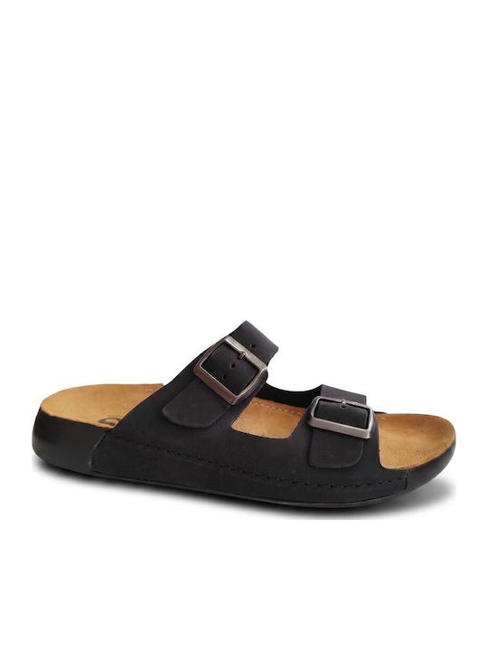 Safe Step Leather Men's Sandals in Black Colour