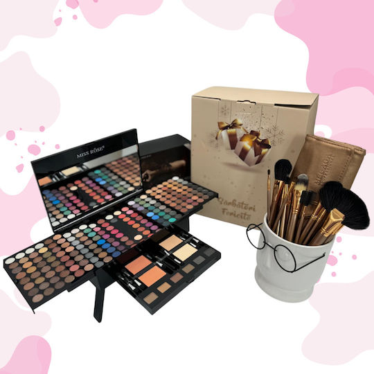 Set Cadou Kit Machiaj 190 Culori Farduri De Ochi Blush Eyeliner Pudră + Set 18 Pensule De Machiaj Megaga Gold De Înaltă Calitate