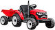 Kids Electric Tractor with Trailer 12 Volt Red for 9+ Years