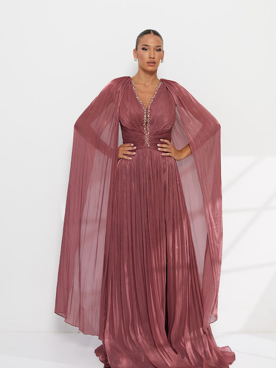 Sommer Maxi Abend Damenkleid Hemdkleid Rosa