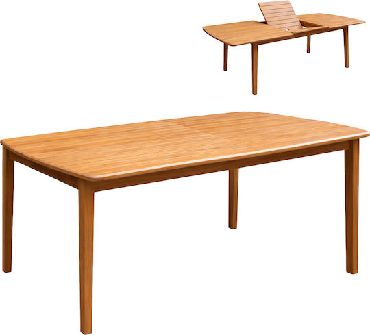 Fey Extendable Dining Room Table Made of Solid Wood Natural 240(+60)x100x74cm
