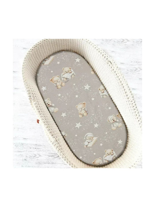 MimiNu Lenjerie De Patut Bebe Pentru Cradle Din Bumbac Cu Cauciuc Bej 80x35cm