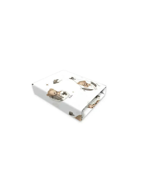 MimiNu Lenjerie De Patut Bebe Pentru Patut Din Bumbac Cu Cauciuc Bej 84.5x50.5cm