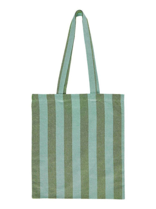 Spring Vibes Τσάντα Αγορών Ρίγες Πράσινο Μπλε Βάθος 40cm X Πλάτος 35cm X Ύψος 0,5cm