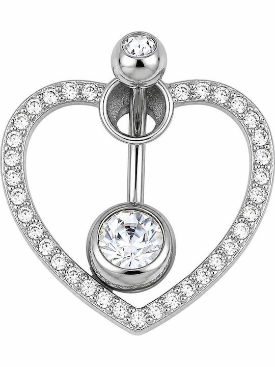 Poco Loco Обеца за коремно бутонче от стомана 10 x 1.6mm сребрист