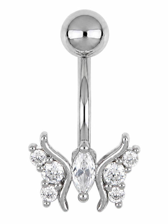 Poco Loco Piercing pentru buric din oțel 10 x 1.6mm argintiu