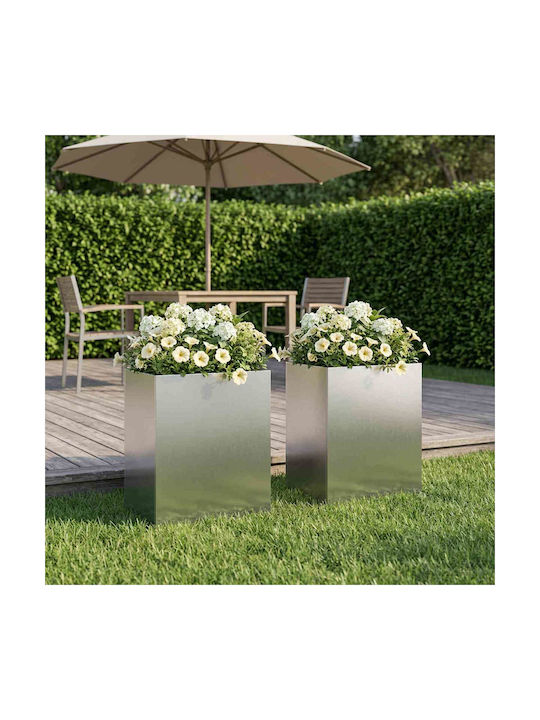 vidaXL Set of 2 Metallic Silver Flower Pots