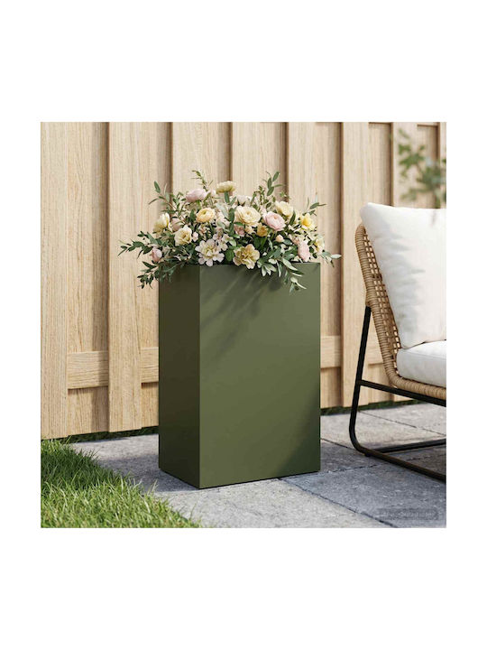vidaXL Metallic Flower Pot Olive 40x30x75cm