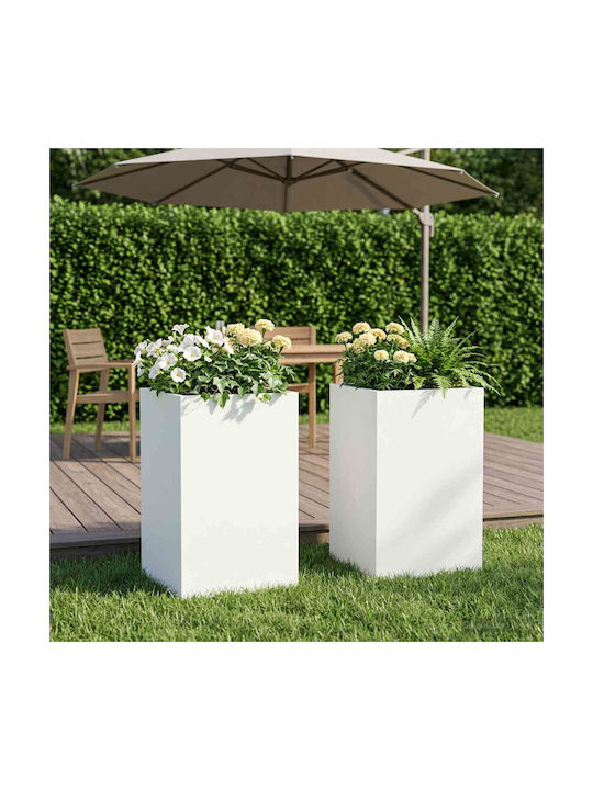 vidaXL Set of 2 Metallic White Flower Pots 30cm