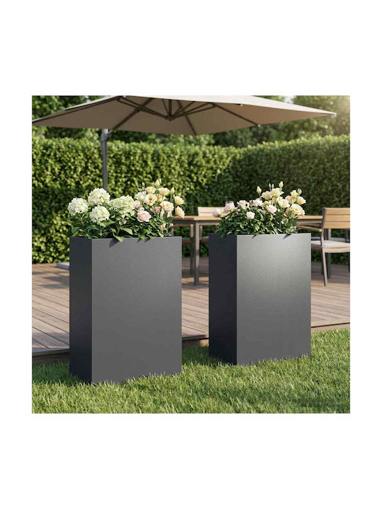 vidaXL Set of 2 Metallic Flower Pots Anthracite...