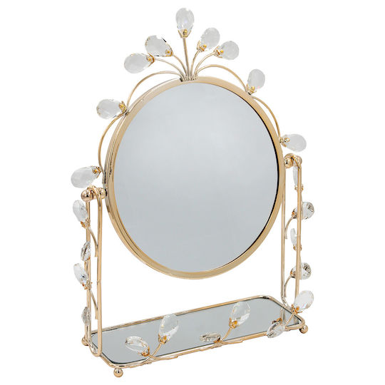 Keskor Makeup Mirror Tabletop with Light 32x43cm Gold