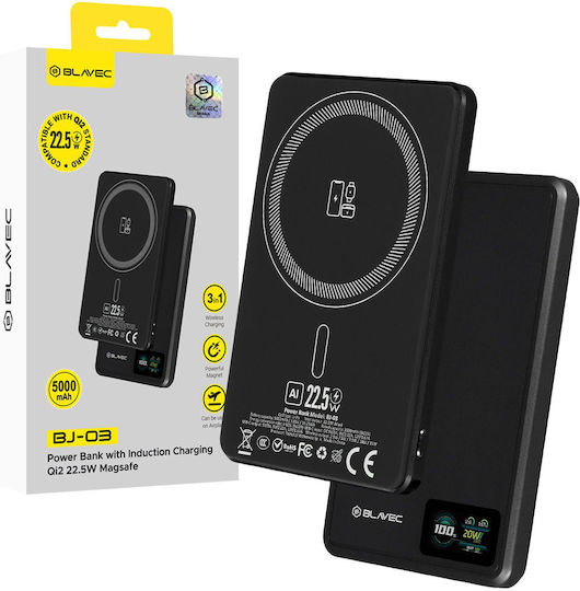 Blavec BJ-03 Ultra Slim MagSafe Power Bank 5000mAh 22.5W Schwarzes