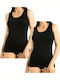 Women's T-Shirts Black with Spaghetti Strap 2Pack