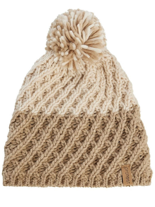 Beanie Women's Knitted Beanie in Beige Color