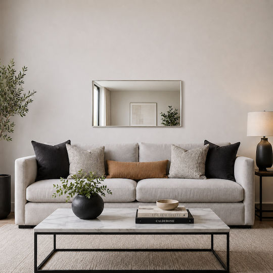 MRShome MRS4601000 Καθρέπτης Ορθογώνιος Ασημί 90x50cm
