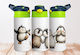 Stainless Steel Cap Kids Water Bottle Thermos with Straw Blue 360ml