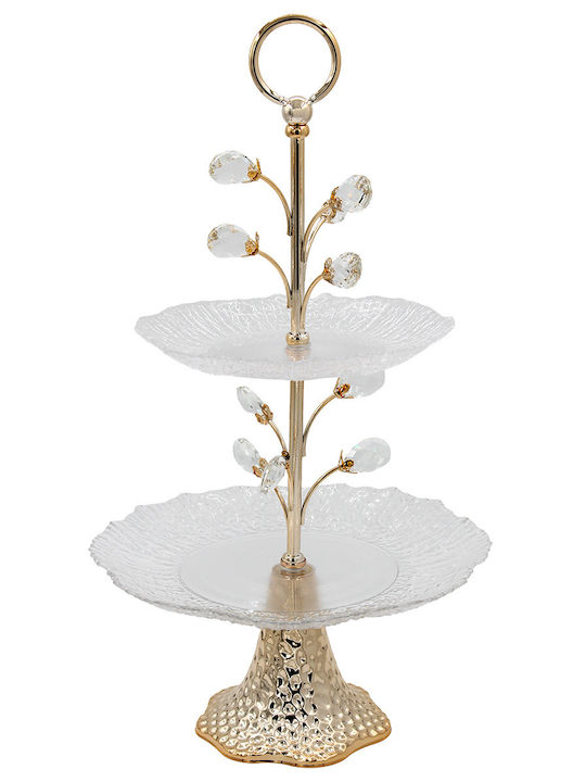 Keskor Decorative Glass Gold Platter 27x27cm