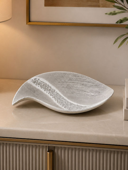 Galifas Dekorative Platte Keramik Silber 35x17x8cm