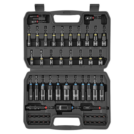 Vevor Set of 55 Pieces SAE & Metric Magnetic Bit Socket Extensions with Case Lmqztz55pcsgoejwa001v0