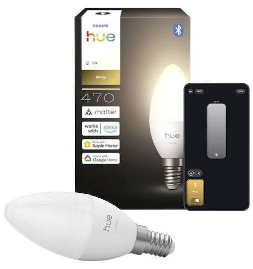 Philips Smart Bulb Hue LED 5.5W for E14 Socket Warm White 470lm Dimmable