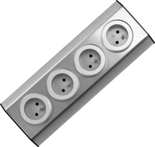 Orno Power Strip 4 Sockets 4 Pieces Silver
