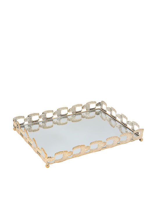 Keskor Decorative Metallic Tray with Mirror 37x27x5cm