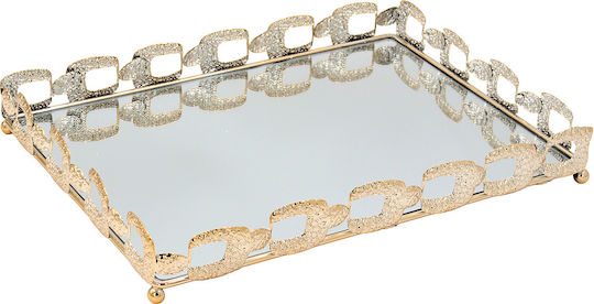Keskor Decorative Metallic Tray with Mirror 37x27x5cm