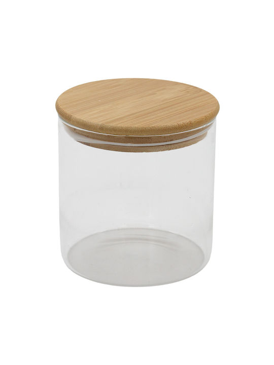 Стъклен Съд За Съхранение 600 Ml Φ10х10,5 См Дървен Капак Keskor 62579