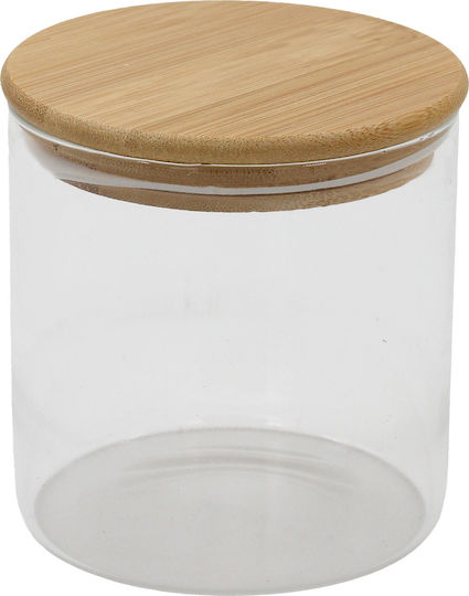 Βάζο Αποθήκευσης Γυάλινο 600 Ml Φ10χ10,5 Εκ Ξύλινο Καπάκι Keskor 62579