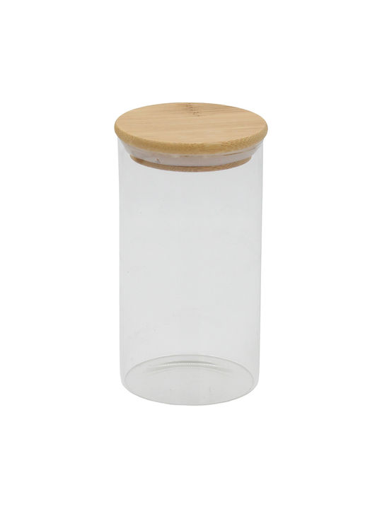 Glass Storage Jar 300 Ml Φ6,5x12,5 Cm Wooden Lid Keskor 62578