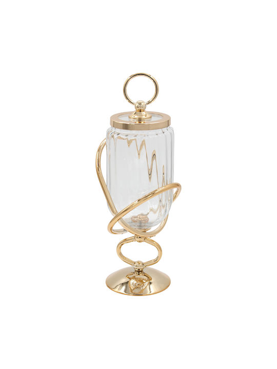 Glass Sweet Jar Φ13x39 With Gold Base Keskor 43352