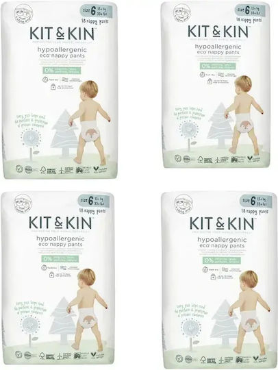 Kit & Kin Scutece cu bandă adezivă Hypoallergenic Eco Nr. 6 pentru 15+kg 72 bucăți