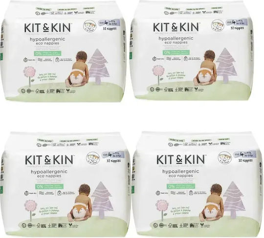 Kit & Kin Scutece cu bandă adezivă Hypoallergenic Eco Nr. 4 pentru 9-14kg 128 bucăți