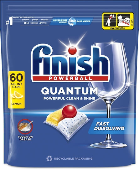 Finish Powerball Quantum All In 1 Geschirrspülmittel Kapseln Zitronen 60 Stück