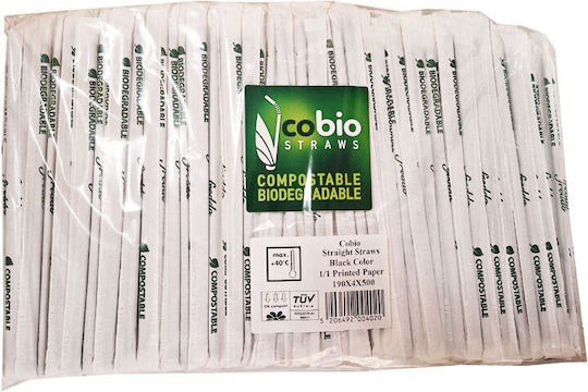 Paper Straws Freddo Straight Black 190mm X 4mm 500 Pieces Compostable Biodegradable