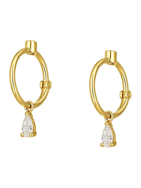 Ohrringe Ohrhänger aus Gold 14K mit Diamant