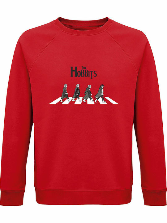 Bio-Baumwolle Unisex Sweatshirt Hobbits On Abbey Road Lotr Rot