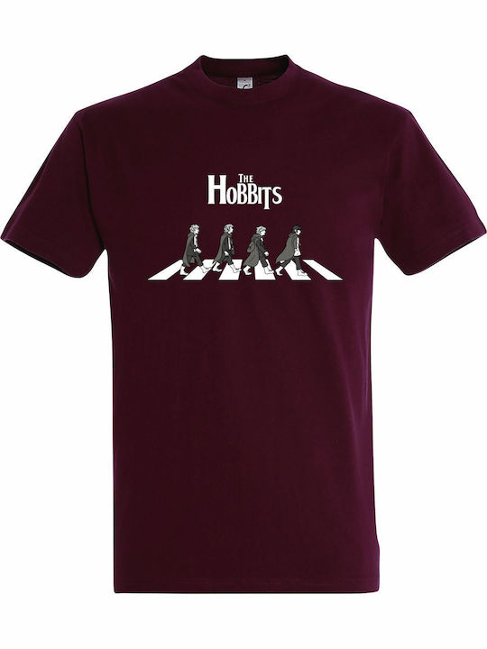 T-shirt Унисекс Hobbits On Abbey Road Lotr Бордо