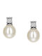 Ohrringe aus Weißgold 18K mit Diamant & Perlen