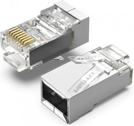 Vention Conectori Rj45 Ftp Cat 5e 100 Bucăți Pe Pungă Diametru Fir Awg 23-26 1,02mm Conectori Placati Cu Aur Transparent Stampila "idar0-100"