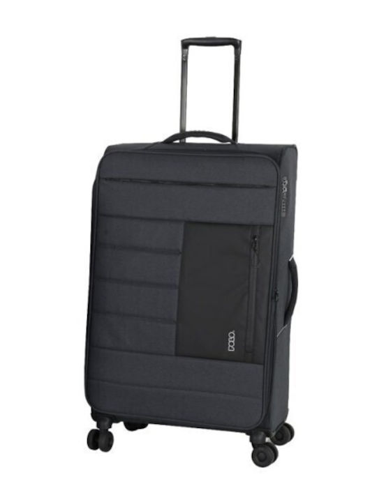 Polo Athens Fabric Large Travel Suitcase Fabric Anthracite 80cm Height