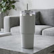 TnS Thermos Bottle Stainless Steel 600ml Grey with Straw