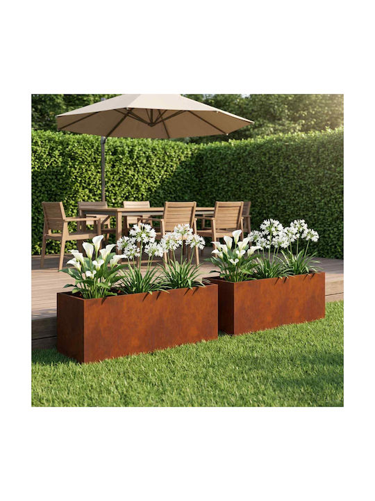 vidaXL Set of 2 Metallic Rusty Flower Pots 30cm